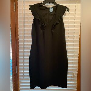CECE Women's Dress Ruffled Sleeve V Neck Black SZ 12